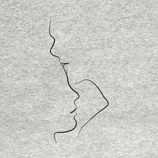 Kissing Line Drawing - Forehead Kiss T-Shirt